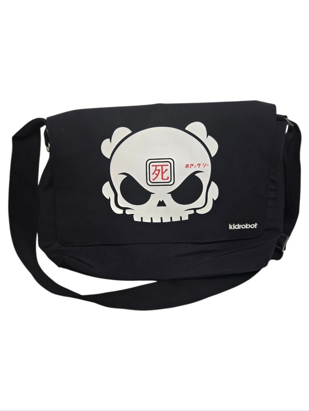 Kidrobot x Huck Gee Skullhead Y2K rare black messenger bag